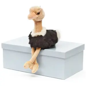 Uni Toys ST0181 Ostrich Black, White and Beige 28cm Bird Plush Toy