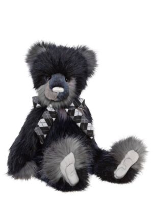 Charlie Bears Sebastian Black Plush Jointed Bear With Woolly Scarf