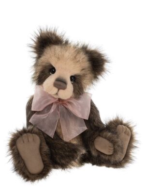 Charlie Bears Serenity Brown Plush Jointed Bear With Pink Organza Bow