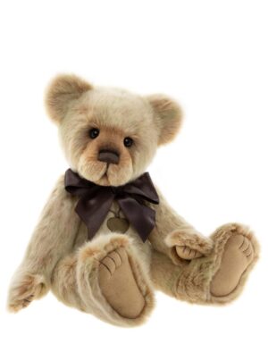 Charlie Bears Snoozy Light Brown Plush Jointed Bear With Satin Bow and Necklace