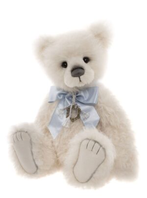 Charlie Bears Snowden Plush Jointed Bear With Satin Bow Growler and Necklace