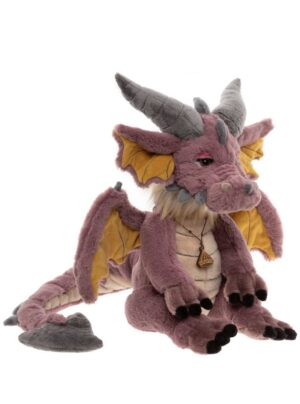 Charlie Bears Sorrel Purple Plush Jointed Firedrake Dragon With Necklace
