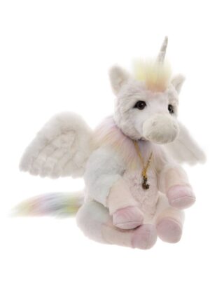 Charlie Bears Unicorn Pastel Rainbow Plush Jointed Unicorn With Necklace