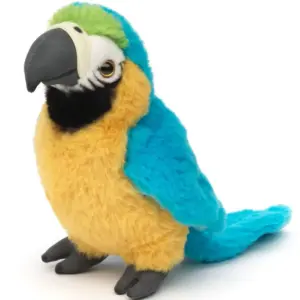 Uni Toys VM20A25-B Blue-and-Yellow Macaw Bird 20cm Perched Parrot Plush Toy