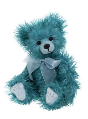Charlie Bears Whizz Teal Plush Jointed Bear With Blue Organza Bow
