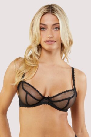 Grace Black Supportive Plunge Net Bra | UK 30H | Playful Promises