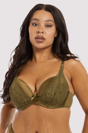 Sophia Olive Plunge Push Up Bra | UK 32A | Deja Day