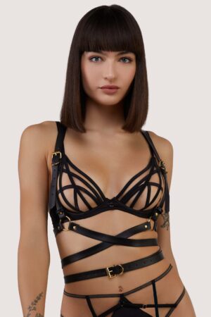 Black Vegan Leather X Front Harness | UK 14-20 | Playful Promises