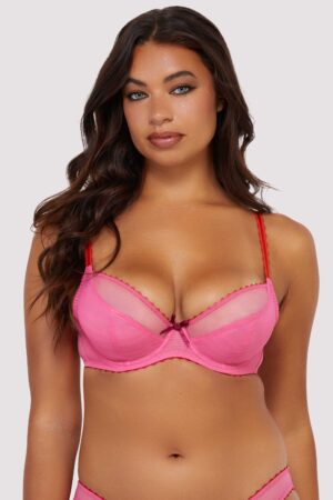 Grace Pink Supportive Net Plunge Bra | UK 32D | Playful Promises