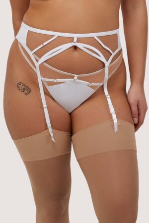 Ramona Optic White Strap Detail Illusion Mesh Suspender | UK 22 | Playful Promises