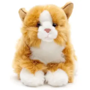 Uni Toys 13110RA/13113 Cat Ginger and White 20cm Lying Plush Toy