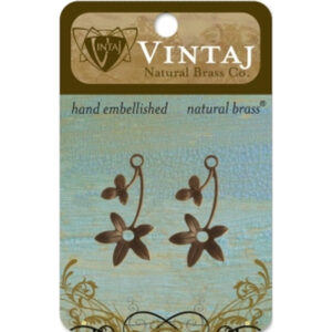 Vintaj Natural Brass Co. 30mm Violet Sprig