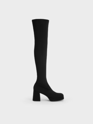 Charles & Keith - Evie Textured Platform Thigh-High Boots