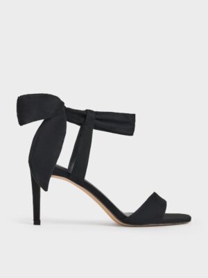 Charles & Keith - Eliana Textured Tie-Around Heeled Sandals