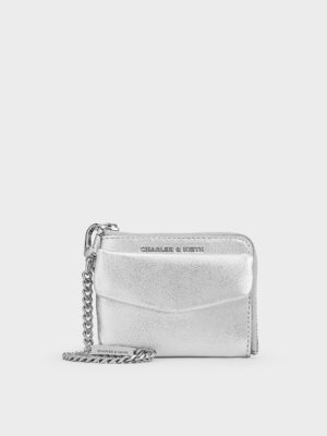 Charles & Keith - Rachel Metallic Front-Pocket Zip-Around Card Holder
