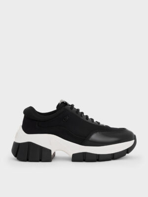 Charles & Keith - Yunna Leather & Recycled Fabric Chunky Sneakers