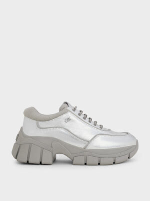Charles & Keith - Yunna Metallic Leather Chunky Sneakers