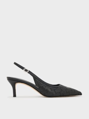 Charles & Keith - Ivette Woven Pointed-Toe Slingback Pumps