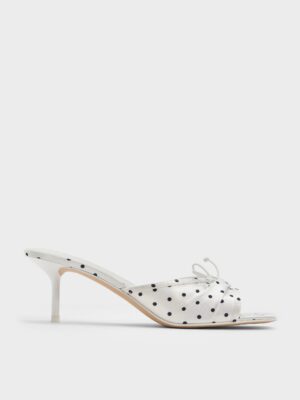 Charles & Keith - Sadira Dotted Ruched Bow Heeled Mules