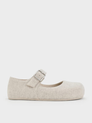 Charles & Keith - Felt Buckled Mary Jane Flats