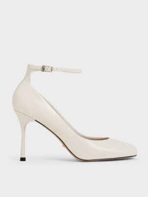 Charles & Keith - Aretha Patent Leather Ankle-Strap Stiletto-Heel Pumps