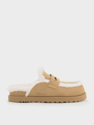 Charles & Keith - Furry Flatform Mules