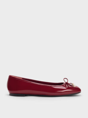 Charles & Keith - Barbara Patent Pearl-Bow Ballet Flats