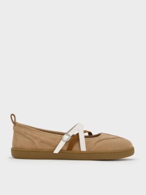 Charles & Keith - Tiggy Faux Suede Two-Tone Ballet Sneakers