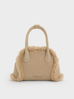 Charles & Keith - Nelly Faux Shearling Bowling Bag