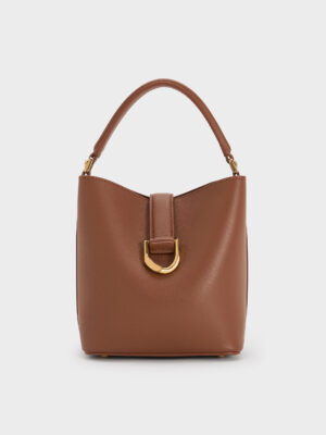 Charles & Keith - Gabine Leather Belted Bucket Bag