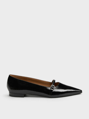 Charles & Keith - Crinkle-Effect Pointed Ballet Flats