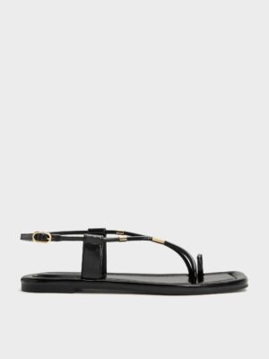 Charles & Keith - Metallic-Accent Toe-Ring Sandals