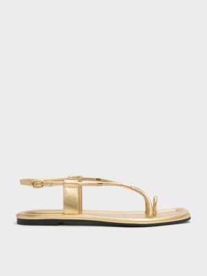 Charles & Keith - Metallic-Accent Toe-Ring Sandals