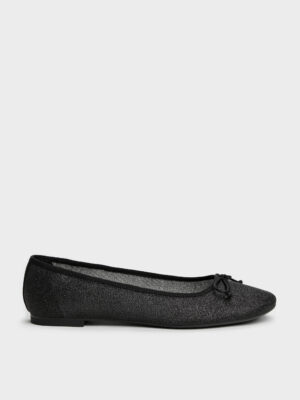 Charles & Keith - Glittered Mesh Bow Ballet Flats
