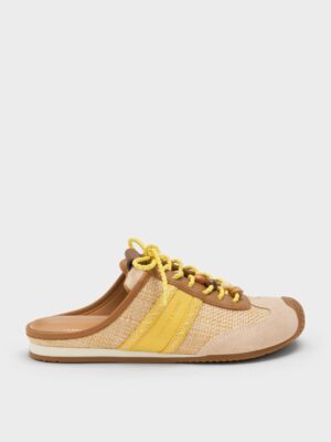 Charles & Keith - Suede Woven Slip-On Sneakers