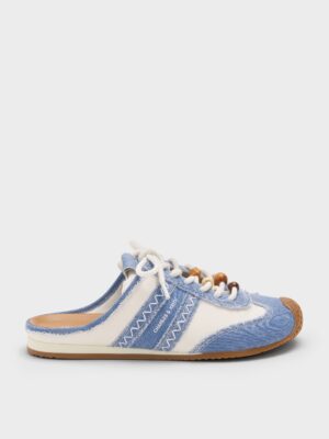 Charles & Keith - Denim & Leather Slip-On Sneakers
