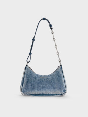 Charles & Keith - Lane Denim Chain-Strap Shoulder Bag