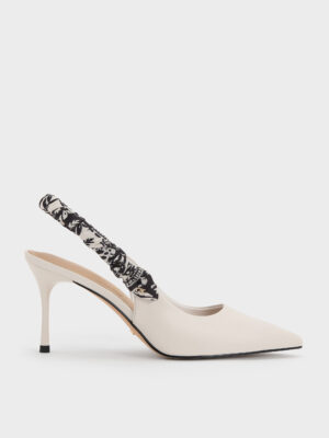 Charles & Keith - Tayari Leather Printed-Strap Slingback Pumps