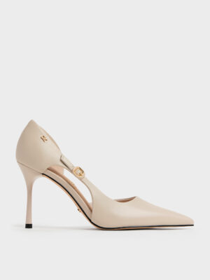 Charles & Keith - Leather Pointed D'Orsay Stilettos