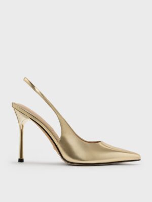 Charles & Keith - Metallic Leather Slingback Stiletto Pumps