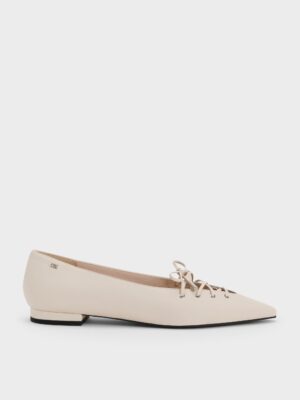 Charles & Keith - Jianna Leather Lace-Tie Flats