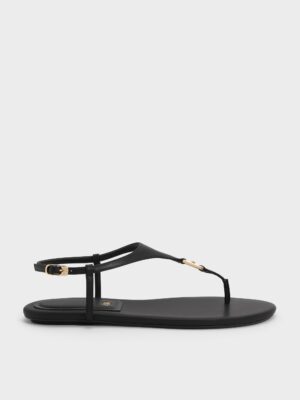 Charles & Keith - Leather T-Bar Thong Sandals