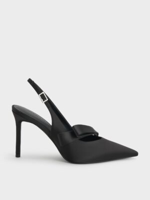 Charles & Keith - Satin Pleated-Strap Slingback Pumps