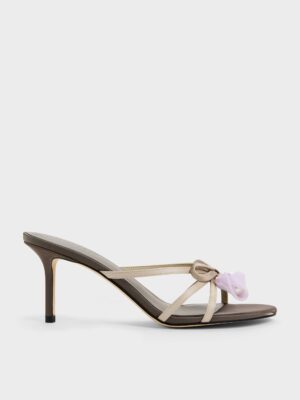 Charles & Keith - Bow Flower-Pearl Heeled Mules