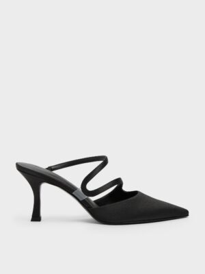 Charles & Keith - Arden Satin Pointed Wavy Heeled Mules