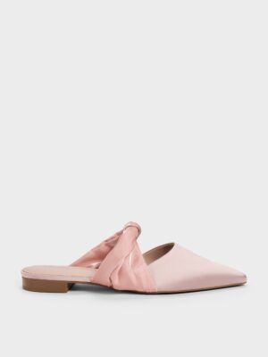 Charles & Keith - Satin Twisted-Strap Pointed Mules