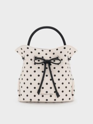 Charles & Keith - Hazel Polka-Dot Bow Bucket Bag