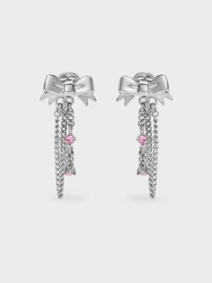 Charles & Keith - Paige Crystal-Chain Bow Drop Earrings