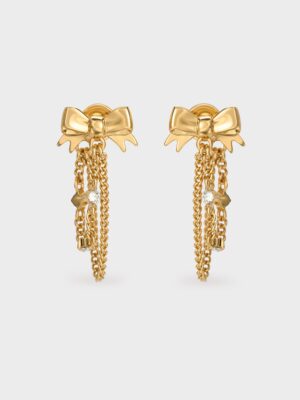 Charles & Keith - Paige Crystal-Chain Bow Drop Earrings
