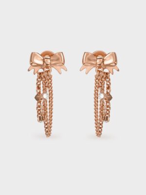 Charles & Keith - Paige Crystal-Chain Bow Drop Earrings
